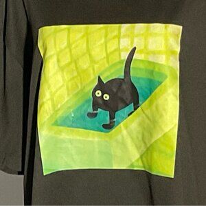 Black and Green XXL Scaredy Cat Graphic T-Shirt